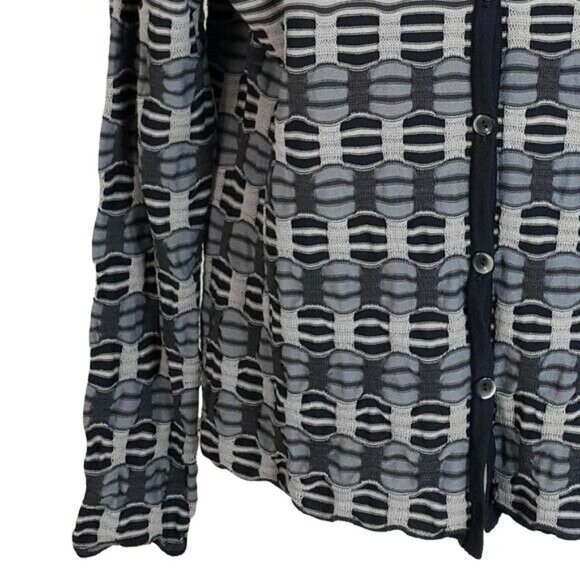 Pendleton Petite Knit Cardigan Sweater Gray Medium Button Long Sleeve Cityscape - Picture 3 of 6